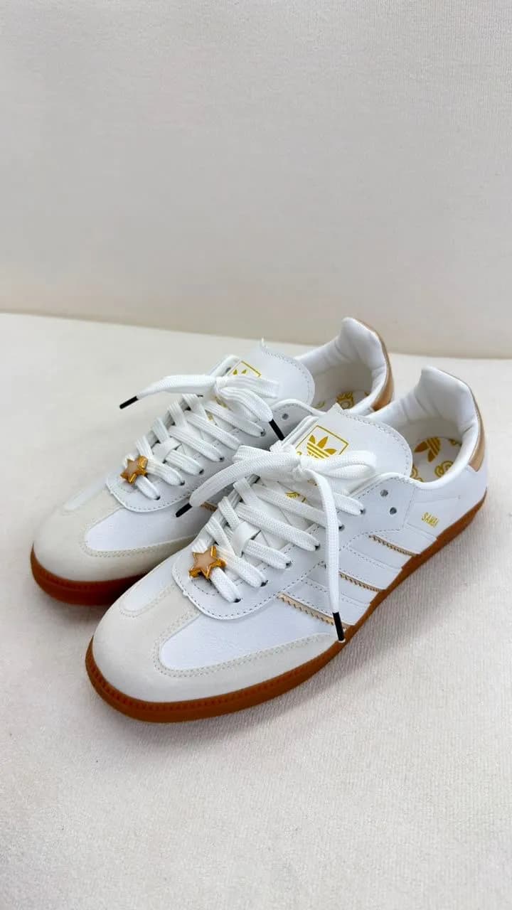 adidas Samba Branco e Dourado